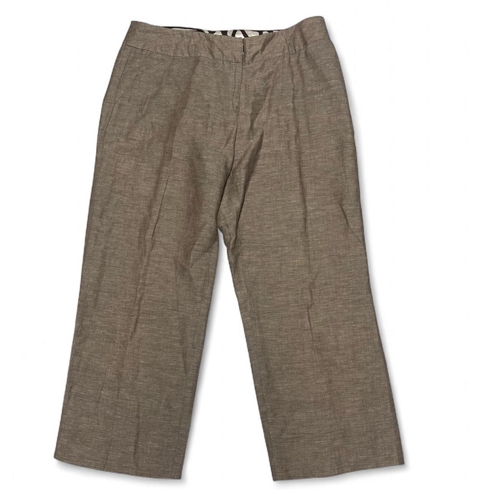 Willi Smith Kate Fit Womens Brown Tan Linen Blend Wide Leg Pants sz. 8 34x25